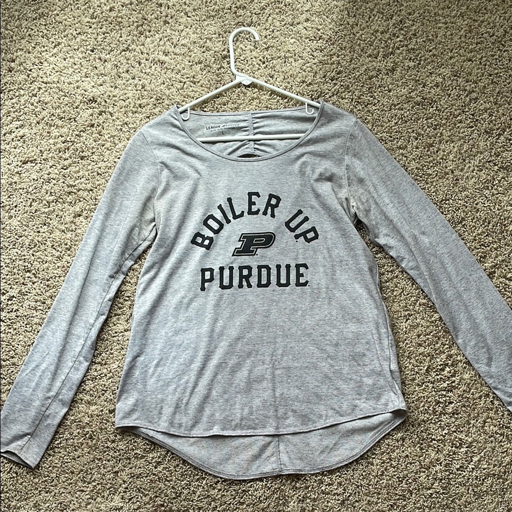 Gray Long Sleeve Purdue Tee Casual Style